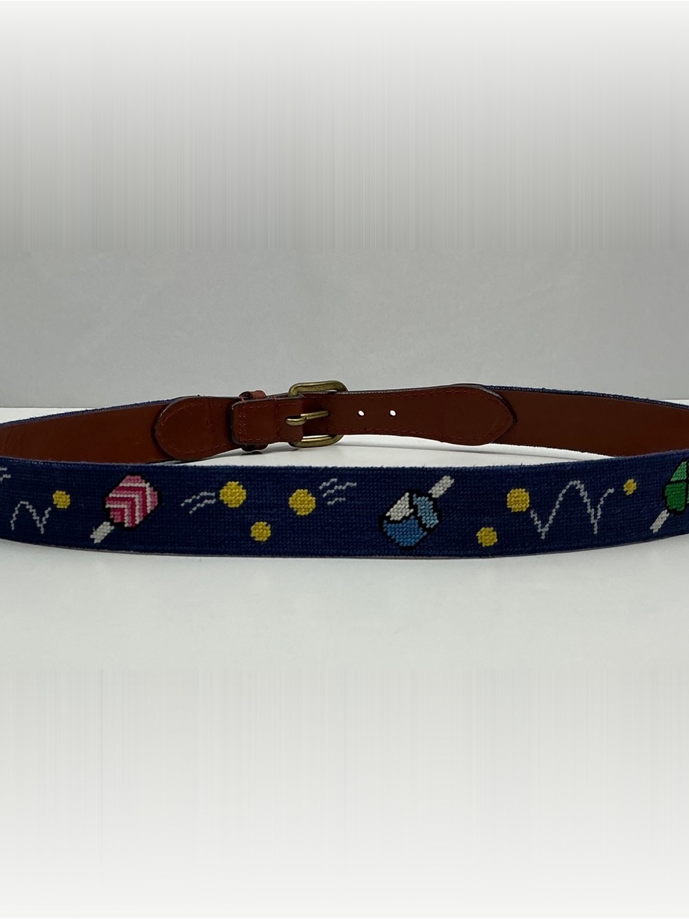 Smathers & Branson Wacky Pickleball Needlepoint Belt Navy Size 34